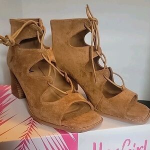 Corkys Tan Lace-Up Heeled Sandals